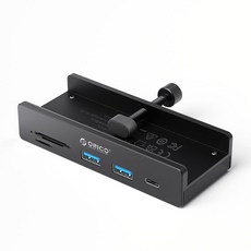 ORICO 奧睿科 辦公用夾式USB集線器 5埠 USB3.2 Gen2 10Gbps TF讀卡機 MH5PC, 黑色