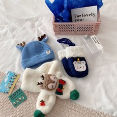 Nrkiz 孩童聖誕造型毛帽+手套+圍巾