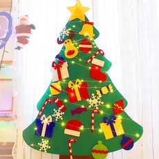 스투피드 크리스마스 펠트 루돌프 벽트리 만들기 + LED 와이어전구 웜노랑 100p 세트, 혼합색상, 1세트