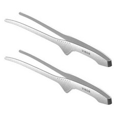 VIROR 304不鏽鋼露營料理夾 廚房烤肉夾, 銀, 2個