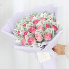 LAVINA 香皂玫瑰 20朵 現金花束 + 提袋組合, 丁香粉(花束), 1套