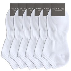 COZY LABEL 男性緩衝運動踝襪 6雙入, 白色, 6個