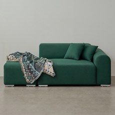 퍼리든 뮤즈 패브릭 좌형 2인용 쇼파 + 쿠션 2p + 스툴 세트 방문설치, 딥그린
