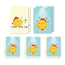 小圓雞線圈繪畫本45頁 2款*5入組, 黃綠色, 1套