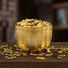 살림만렙 금전운 부르는 금괴 보물단지 미니어쳐 풍수 인테리어 소품, 골드