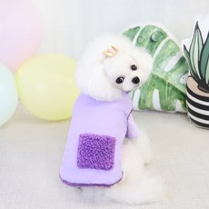 狗狗冬季高領大口袋羊羔絨背心, 1個, 紫色