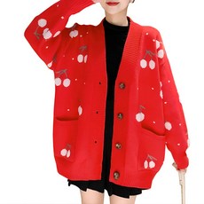 데이먼 귀여운 체리 포인트 임산부 니트 가디건 YMG007