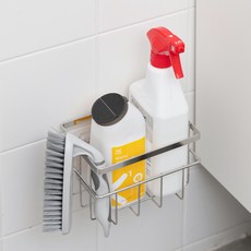 spider loc 免鑽孔強力黏貼浴室清潔用品收納架, 銀色, 1個