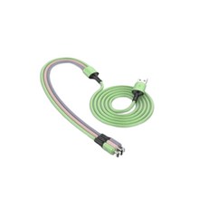 德利生活 矽膠三合一充電線 三色款 Type-C/Lightning/MicroUSB, 1條