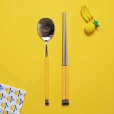 보겐 카라 투톤 골드 어린이 커트러리 세트, 샤틴 + 비타민, 1세트, 숟가락 + 젓가락