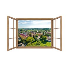 Sweet Space 3D立體風景畫框式窗貼 4, 棕色