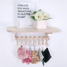 happytool 樺木標準牆壁層架 + 掛鉤 S4419, 米色, 1層