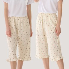 테라우드 여성용 요루면 프릴 7부 파자마 바지 2종 세트