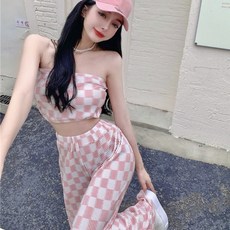 PEONIST 棋盤格紋上衣休閒兩件式套裝