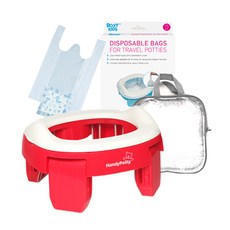 HandyPotty 兒童馬桶+馬桶清潔塑膠袋, 珊瑚紅