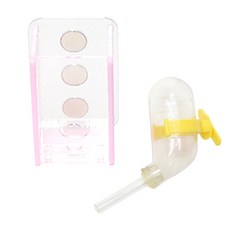 보라펫 아크릴 진공 급수기 거치대 + 진공급수기, 핑크(급수기 거치대), 랜덤발송(진공급수기 플라스틱 고리), 1개