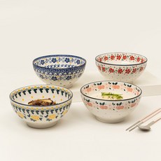 PRACA 陶瓷麵碗4件組, 維奧拉, 黃玫瑰, 賢亞, 蜜桃, 1套