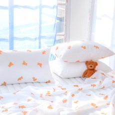 Yesbedding 尤加利薄款泡泡紗摩登小熊夏季涼被組, 白色