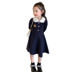 奧蘭吉達蒙天使愛 女童復古水手領針織連身裙