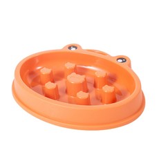 영화인터네셔널 반려동물 개구리 급체방지 밥그릇, 오렌지, 1개