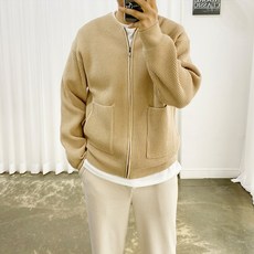 Adore Classic 男士喀什米爾蜂巢織半寬鬆版型長袖拉鍊針織開襟衫