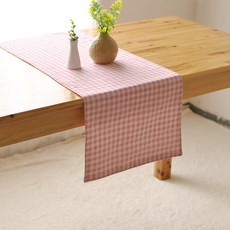 迷你格紋桌旗, 粉紅色, 30 x 140 cm