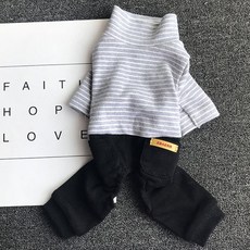 Coco studio 寵物時尚條紋黑色連身衣, 1個, 灰色