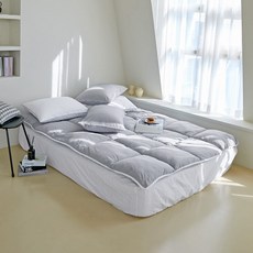 BAZAAR 飯店高密度雙面捲帶床上墊, 藍灰色