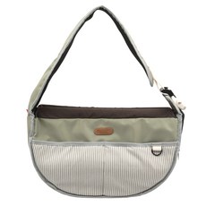 ParisDog 寵物全新條紋斜背包, 灰色, 1個