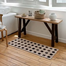 러움 스퀘어 지아트 리사이클 자카드 주방매트, 브라운, 1개