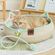 딩동펫 고양이 로프 공놀이 스크래쳐 하우스, 민트, 1개