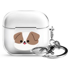 아이무이 냥이퍼피 에어팟 4세대 투명 하드 케이스 + 키링 세트, 시츄, 1세트