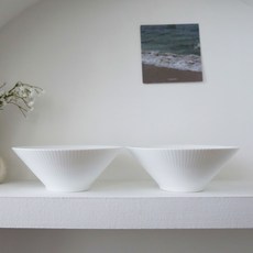 askj Raboni白瓷皺褶麵碗, 2個, 單一顏色