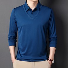 남성용 DM 페이크 투피스 솔리드 셔츠