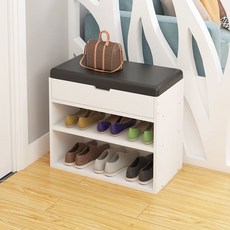 Avenue Goods鞋櫃椅多功能收納椅收納長椅 60cm, 暖白黑皮