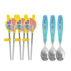 LE BARN 動物韓文字母餐具組, 湯匙 3入+筷子 3入, 混色