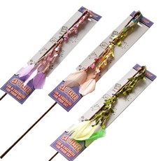 貓咪羽毛釣魚竿玩具 CT004, 紫色、粉色、綠色, 1套