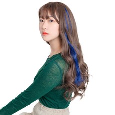 GABAL WITH 單色波浪彩色亮點髮片 5入 + 閃亮接髮套組, 藍色(彩色髮片), 隨機出貨(接髮), 1個