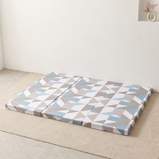 지니앤퍼니 모리 3단 접이식 고탄성 토퍼 매트리스, 블루, 80mm