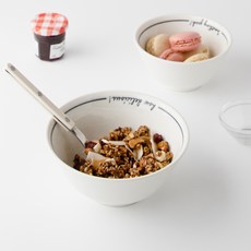 ROUND N FLAT 日本製刻字湯碗, 白色, 2個