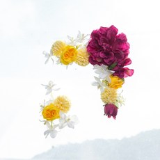 flowertree 大麗花絨球菊靈骨塔 L形花環 15cm, 1個, 混合色