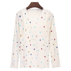 蕾絲領棉質孕婦哺乳衣 愛心圖案