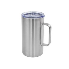 KITCHENU 高級不鏽鋼雙層真空馬克杯 650ml, 銀色, 1個