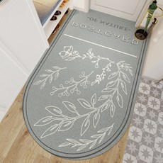 簡約溫暖感性半圓腳踏墊, 灰葉