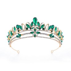 Estella 自助婚紗 巴洛克花朵 水晶皇冠 ere440, 1個, 綠色