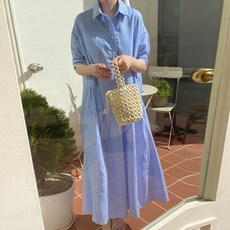 BORIMOM 大尺碼襯衫式長版連身裙 a661