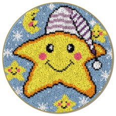 圓形坐墊地毯 DIY 鉤針刺繡套組 英文版 白色印刷網布, 1套, NO 02