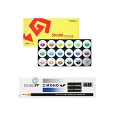 신한화구 샤미포스터 물감 20ml + 톰보 모노J 4B 12p, 18색