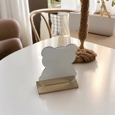 제이릿 DIY 감성 홈데코 곰돌이모양 아크릴 거울 받침대포함, 투명