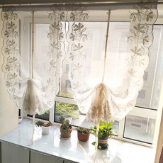 LOVINGLAB 瑪麗浪漫刺繡窗簾, 白色